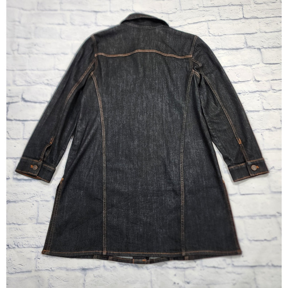 Chicos Jacket WOMENS 1 US M Black Denim Elongated Long Length Jean Topper Casual - Picture 7 of 8